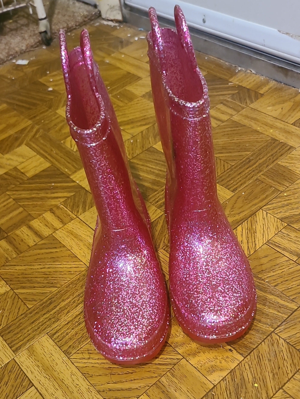 Sparkle Splash Kids' Pink Glitter Rain Boots